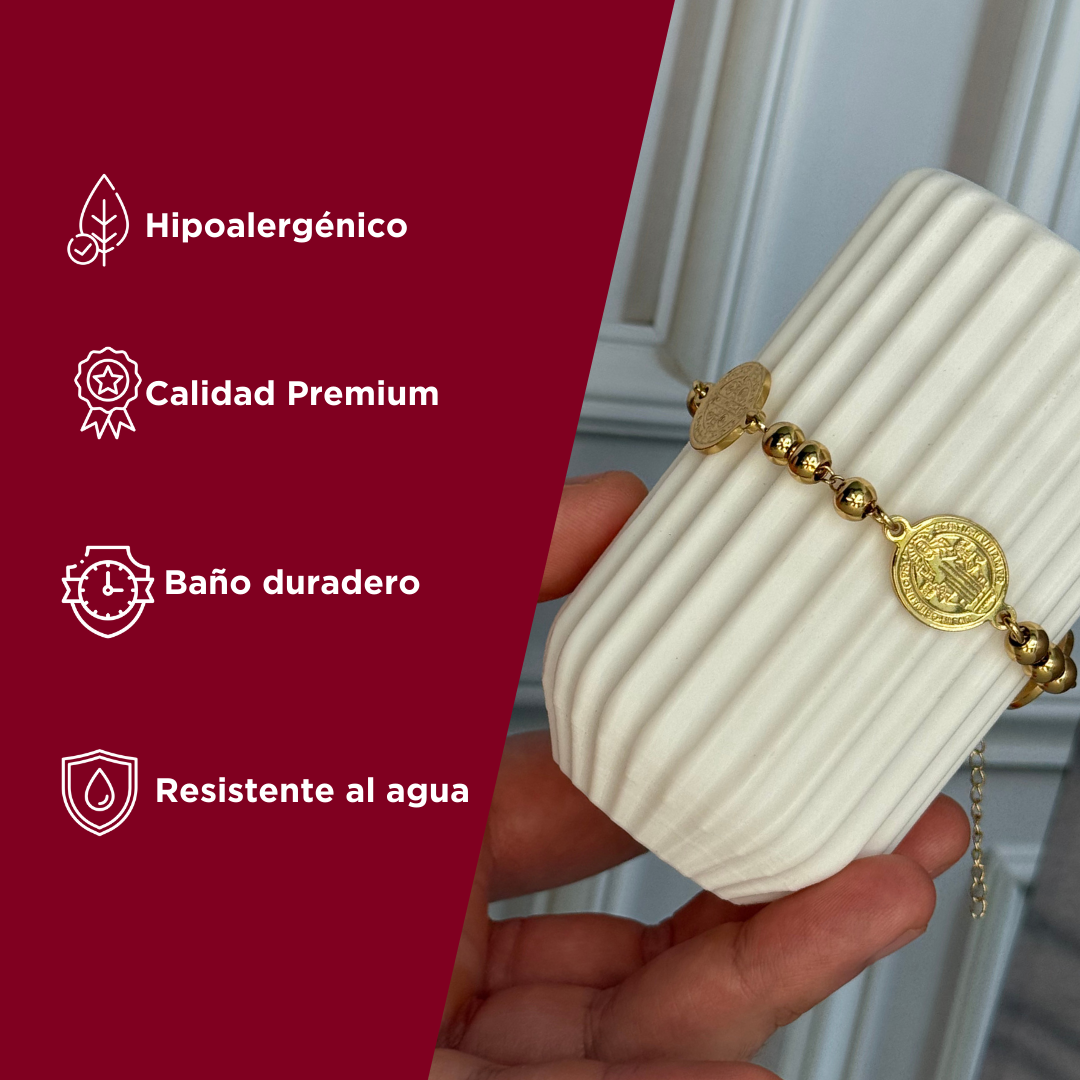 Manilla San Benito| Baño de oro 18k + Caja de lujo