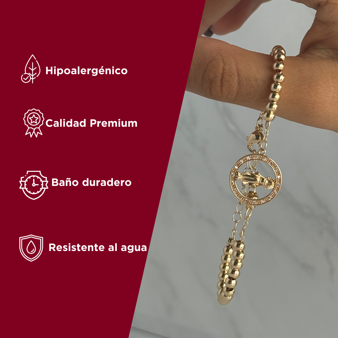 Manilla Virgen Del Carmen| Baño de Oro 18K + Caja de lujo Gratis!