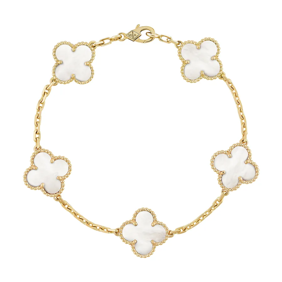 Pulsera Modelo Trebol| Baño De Oro 18K + Caja De Lujo Gratis!