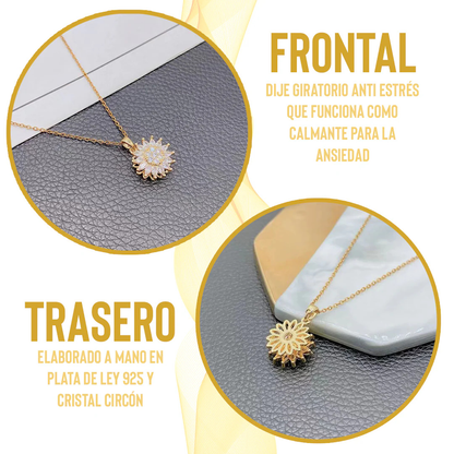 Collar giratorio girasol| Baño en Oro + Caja de lujo gratis