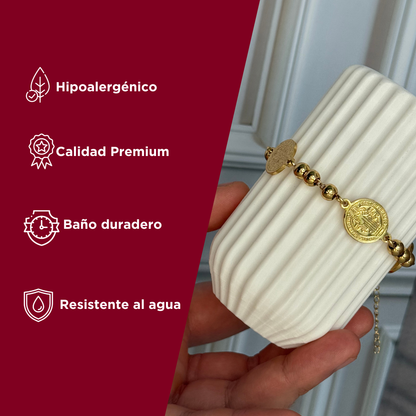 Manilla San Benito| Baño de oro 18k + Caja de lujo