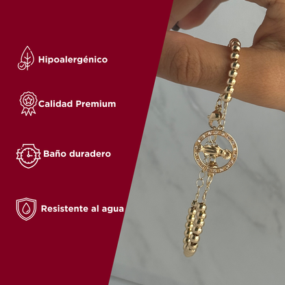 Manilla Virgen Del Carmen| Baño de Oro 18K + Caja de lujo Gratis!