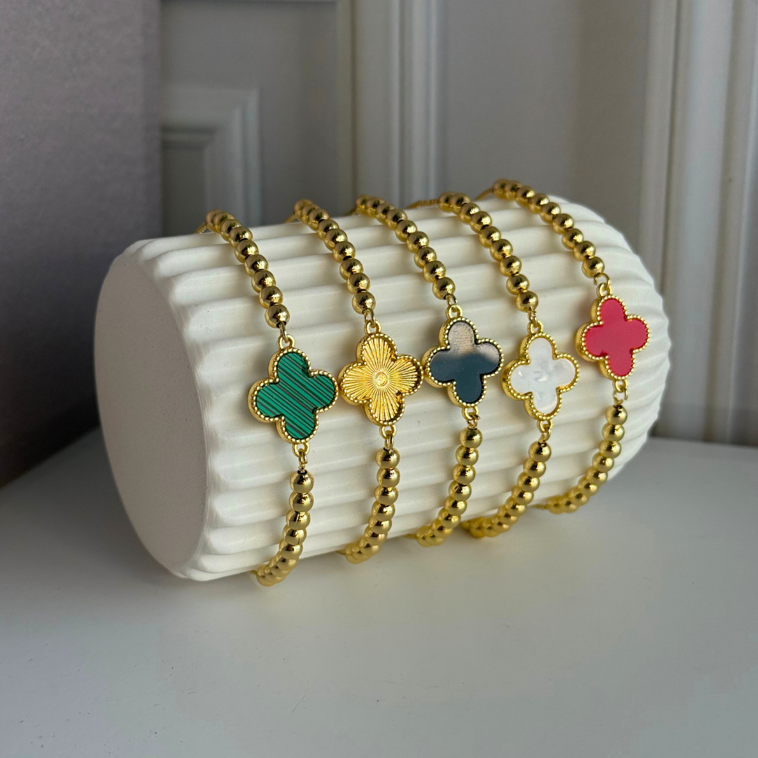 Pulsera Trebol |Baño en Oro 18K + Envío Gratis