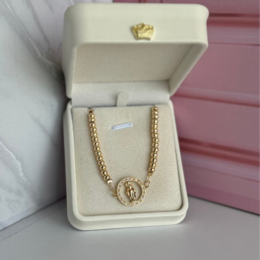 Manilla Virgen Del Carmen| Baño de Oro 18K + Caja de lujo Gratis!