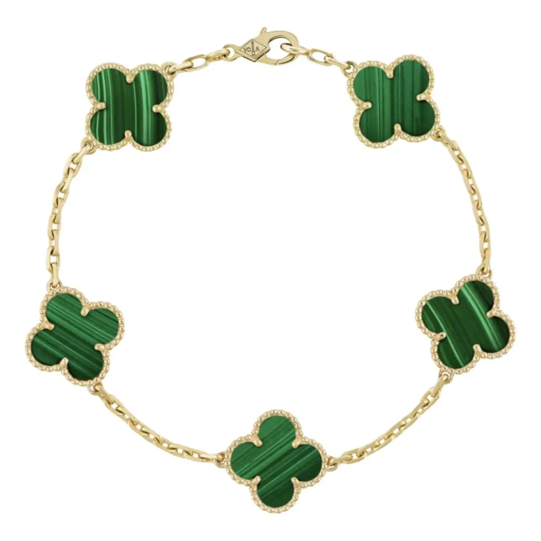 Pulsera Modelo Trebol| Baño De Oro 18K + Caja De Lujo Gratis!