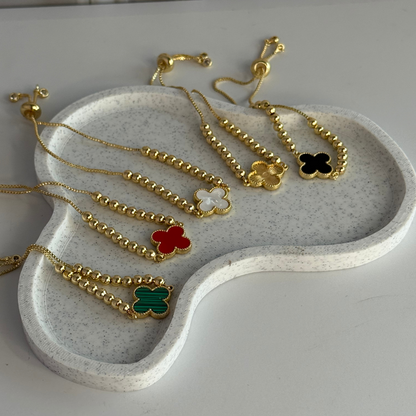 Pulsera Trebol |Baño en Oro 18K + Envío Gratis