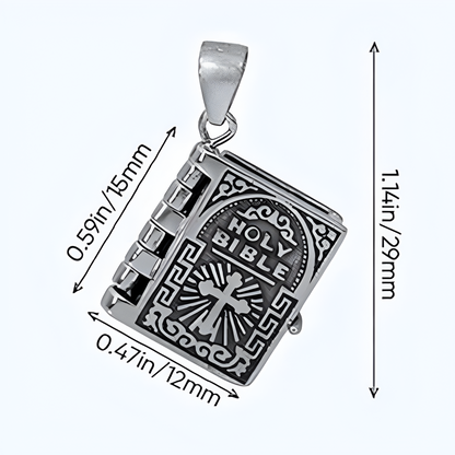 Collar Biblia Padre Nuestro| Baño de Plata + Caja de lujo Gratis!