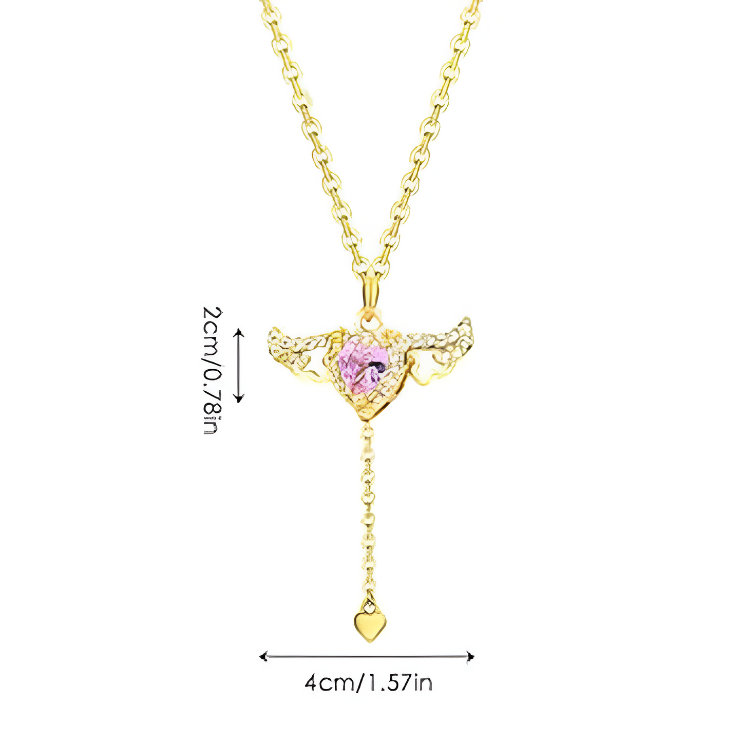 Collar corazón con alas| Baño en oro 18k + Caja de lujo gratis