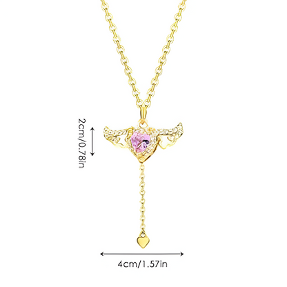 Collar corazón con alas| Baño en oro 18k + Caja de lujo gratis