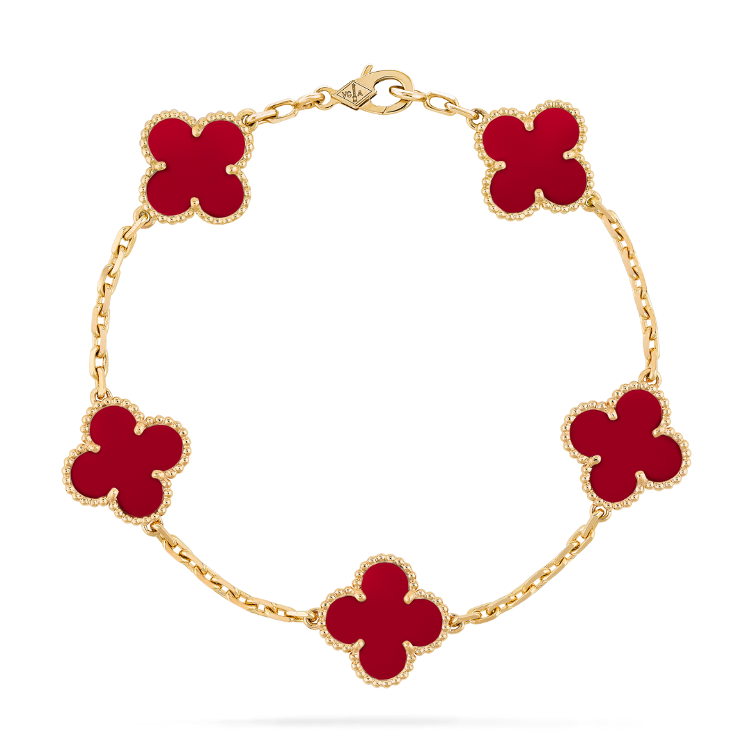 Pulsera Modelo Trebol| Baño De Oro 18K + Caja De Lujo Gratis!