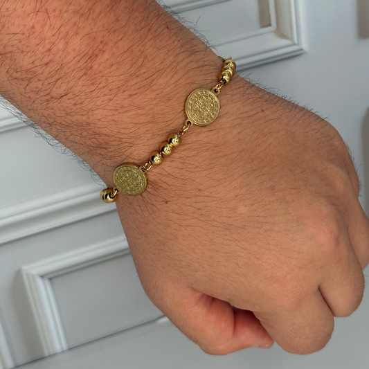 Manilla San Benito| Baño de oro 18k + Caja de lujo