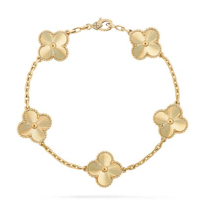 Pulsera Modelo Trebol| Baño De Oro 18K + Caja De Lujo Gratis!