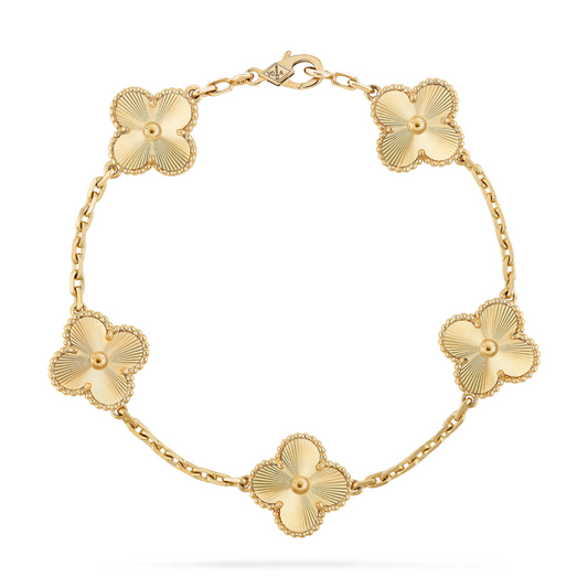 Pulsera Modelo Trebol| Baño De Oro 18K + Caja De Lujo Gratis!