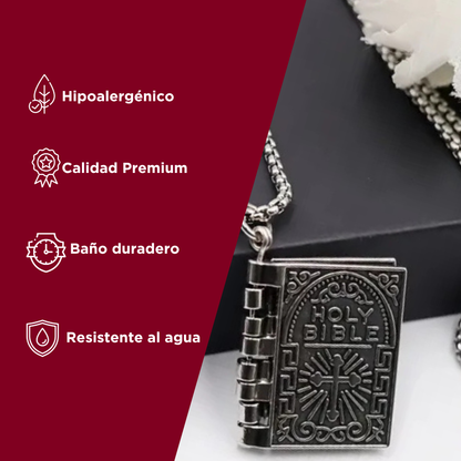 Collar Biblia Padre Nuestro| Baño de Plata + Caja de lujo Gratis!