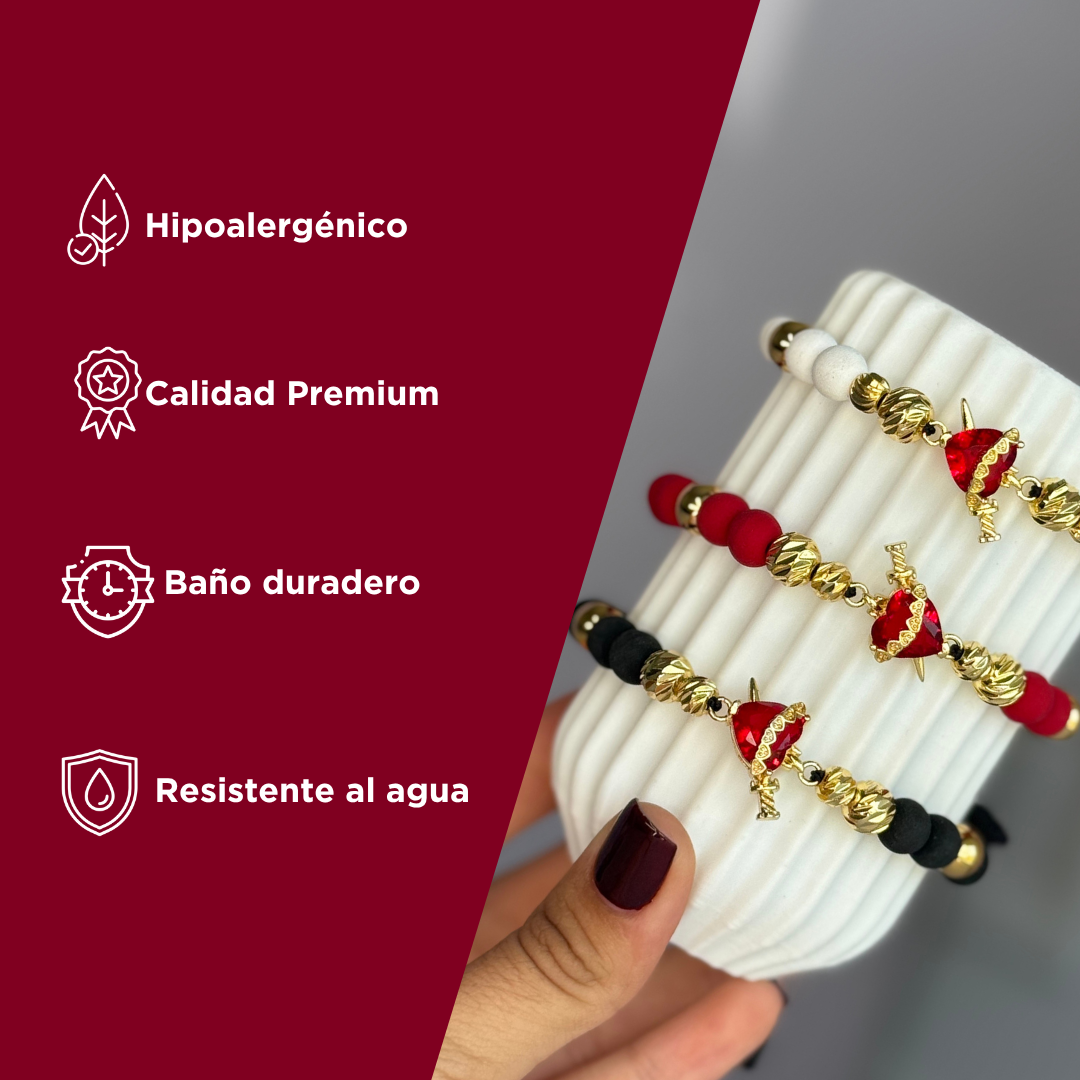 Pulsera Sagrado Corazón | Baño en Oro 18K + Caja de Lujo Gratis!